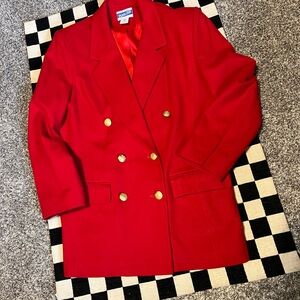 Red Double-Breasted Women's Blazer
